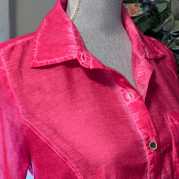 Style & Co. button down garment dyed semi sheer shirt NWOT Pink size PM - Picture 3 of 11